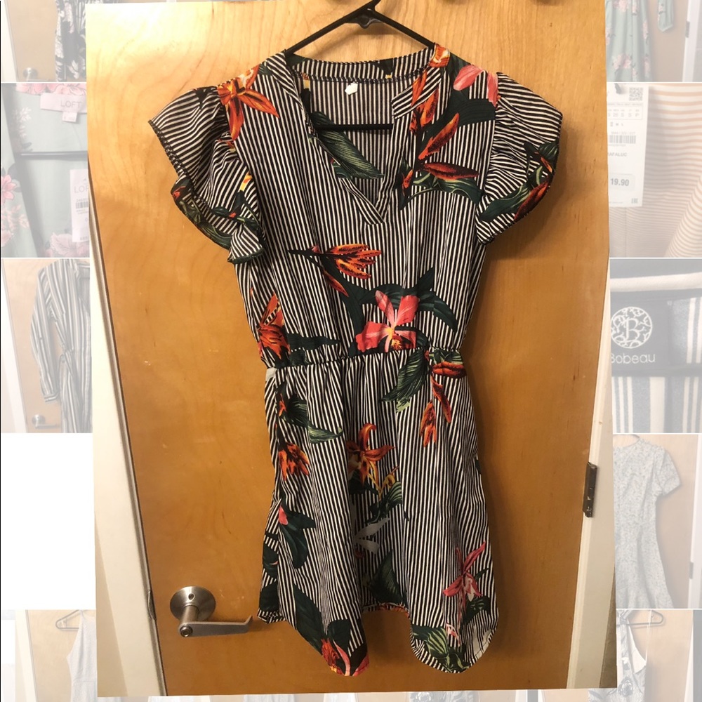 Floral and Blake and White Stripe dress